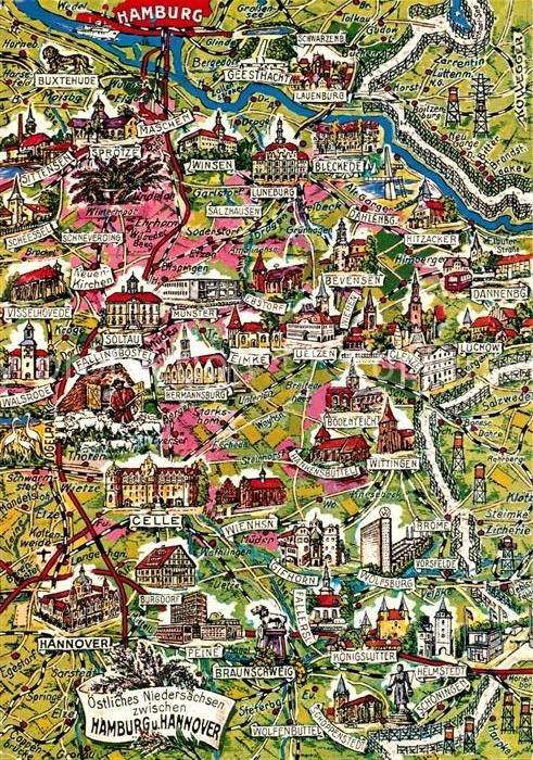 Hamburg Gebietskarte Östl Niedersachsen zwische