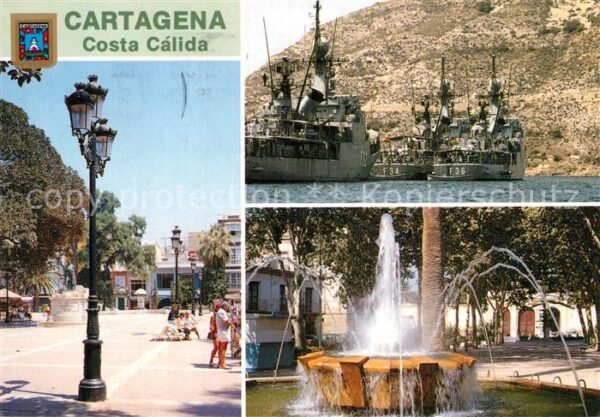 Cartagena Murcia Stadtplatz Schiffe Brunnen