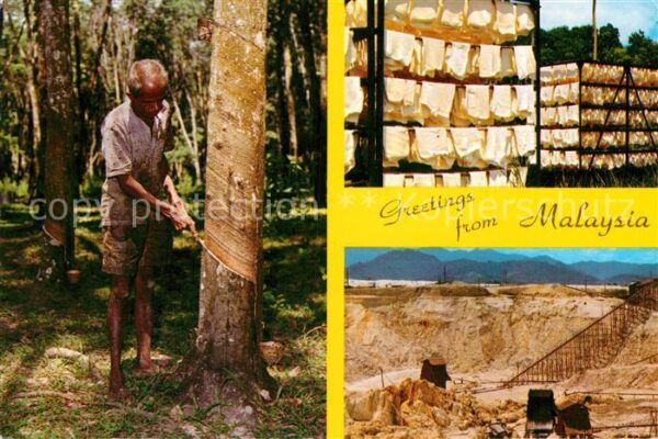 Malaysia Malaya Rubber Tapper Rubber Sheets Tin Mining