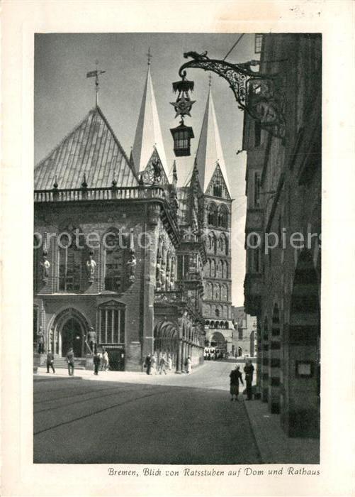 Bremen Blick von Ratsstuben auf Dom und Rathau
