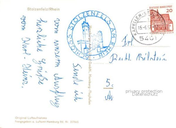 Stolzenfels Schloss Original Fliegeraufnahme – Bild 2