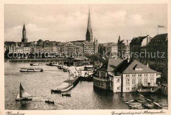 Hamburg Jungfernstieg mit Alsterpavillon