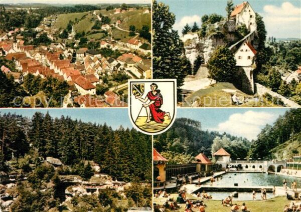 Pottenstein Oberfranken Gesamtansicht Burg Eingang Teufelshöhle