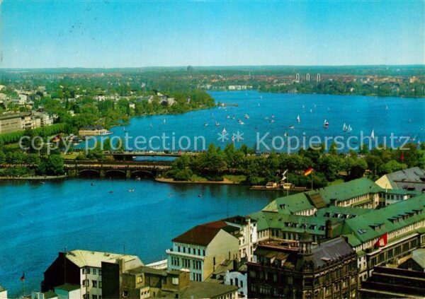 Hamburg Blick über Binnenalster und Aussenalste