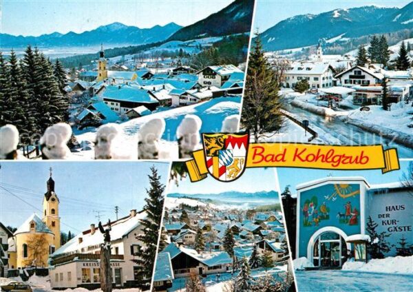Bad Kohlgrub Winterpanorama Alpen Ortsmotiv mit Kirc