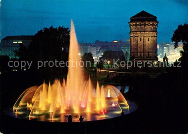 Mannheim Wasserturm und Fontäne am Friedrichspla