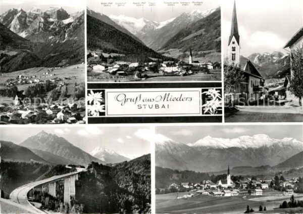 Mieders Tirol Gesamtansicht mit Alpenpanorama Ortsmot
