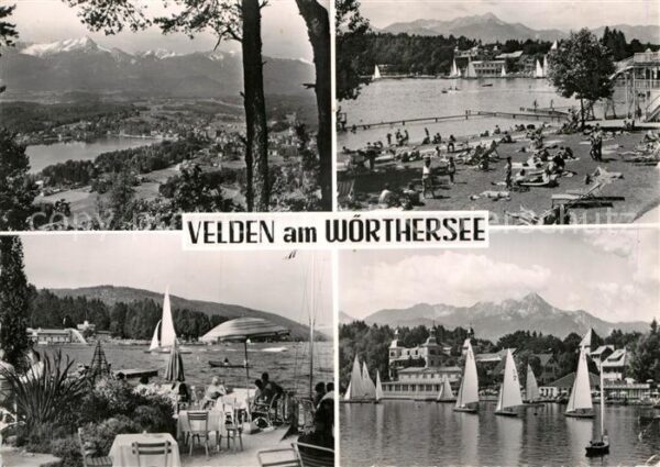 Velden Woerthersee Gesamtansicht mit Alpenpanorama Badestr