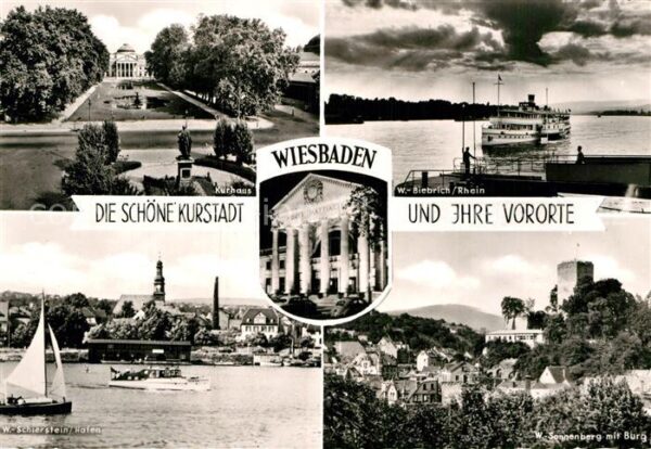 Wiesbaden Kurhaus Park Rhein Fähre Hafen Schierst