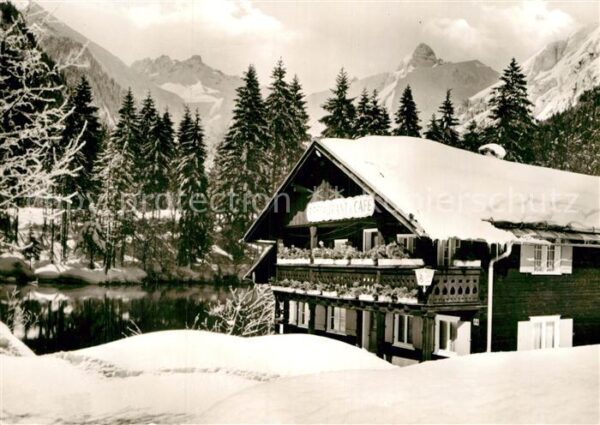 Oberstdorf Restaurant Cafe am Wasser Winterpanoram