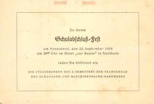 Northeim Einladung Schulabschlussfest Fachschule