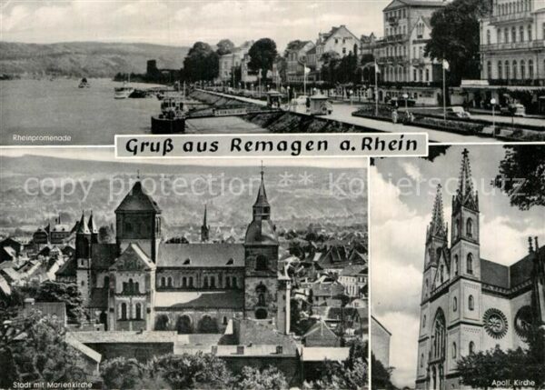 Remagen Rheinpromenade Stadtbild mit Marienkirc