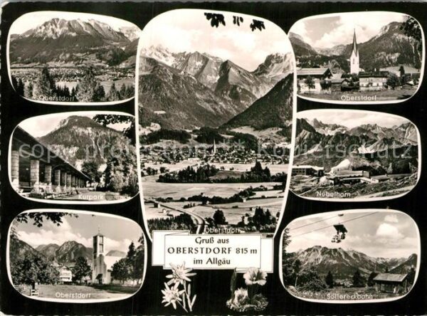 Oberstdorf Gesamtansicht mit Alpenpanorama Kurpark