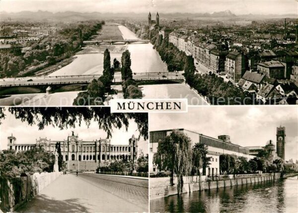Muenchen Stadtpanorama Isar Maximilianeaum