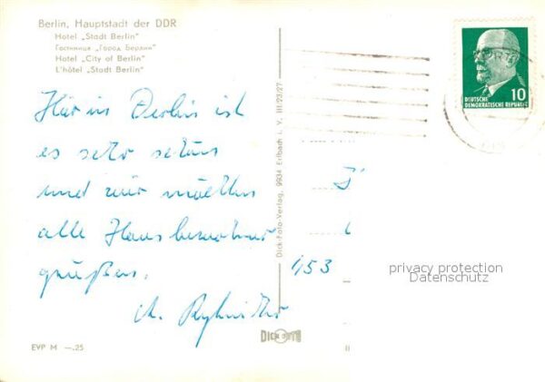 Berlin Hotel Stadt Berlin Hauptstadt der DDR – Bild 2
