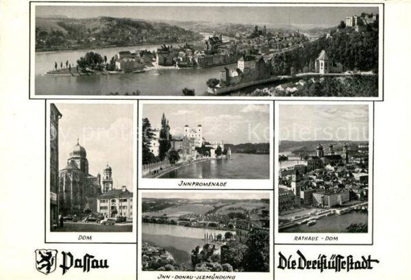 Passau Dreiflüssestadt Zusammenfluss von Donau