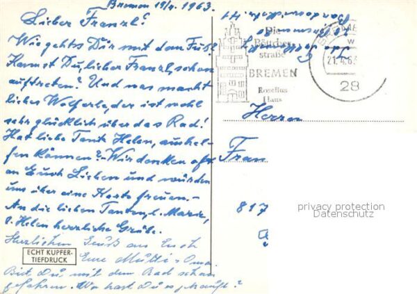 Bremen Parkhotel am Hollersee Kupfertiefdruck – Bild 2