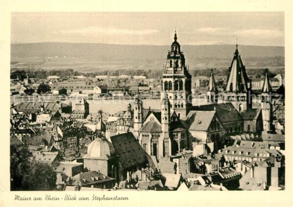 Mainz Rhein Blick vom Stephansturm Dom