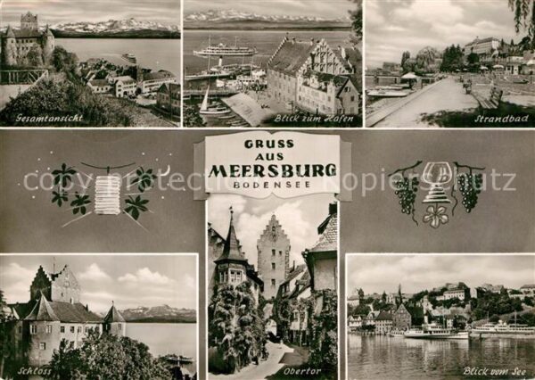 Meersburg Bodensee Hafen Strandbad Schloss Alpenpanorama O
