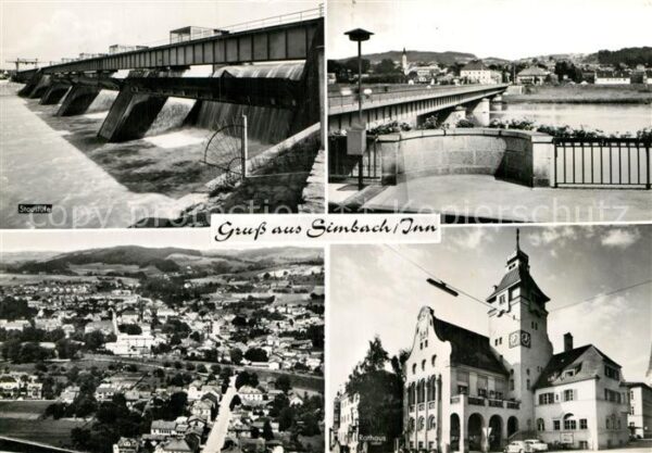 Simbach Inn Staustufe Brücke Kirche Fliegeraufnahme