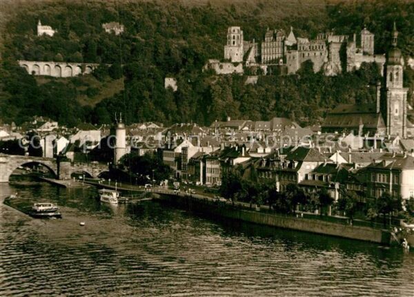 Heidelberg Neckar Blick über den Neckar zum Schloss