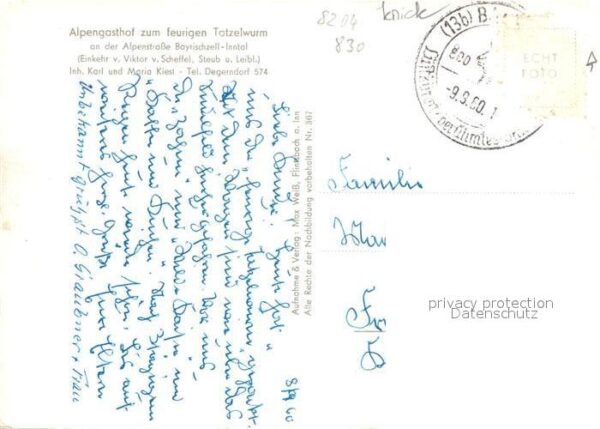 Gedicht auf AK Joseph Viktor von Scheffel Der Tatzelwu – Bild 2