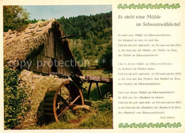 Gedicht auf AK Es steht eine Mühle im Schwarzwäldertal