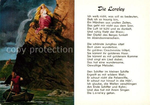 Gedicht auf AK Die Loreley Künstlerkarte H. Hoffmann