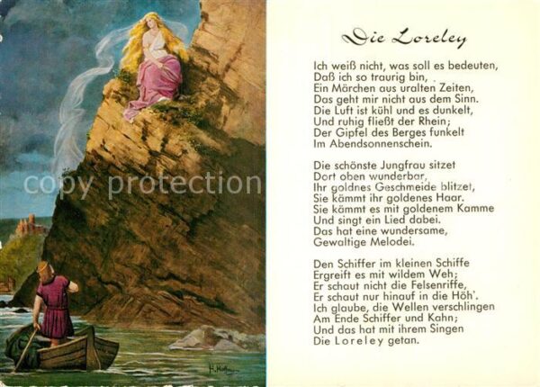 Gedicht auf AK Die Loreley Künstlerkarte H. Hoffmann