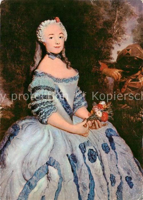 Kuenstlerkarte Alte Kuenstler Antoine Pesne Schauspielerin Baberte Co