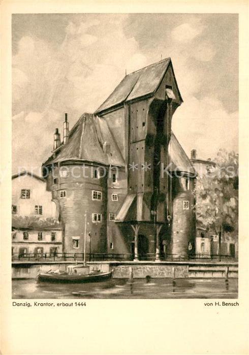 Kuenstlerkarte H. Bensch Danzig Krantor