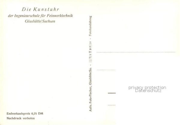 Uhren Kunstuhr Ingenieurschule Glashütte Sach – Bild 2