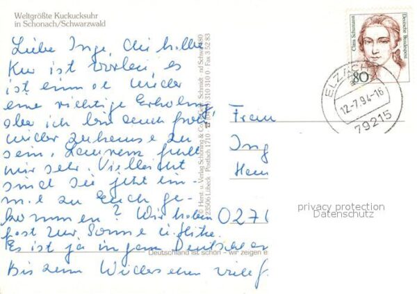 Trachten Schwarzwald Kuckucksuhr Schonach – Bild 2