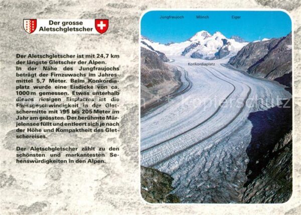 Gletscher Aletschgletscher Konkordiaplatz Jungfra