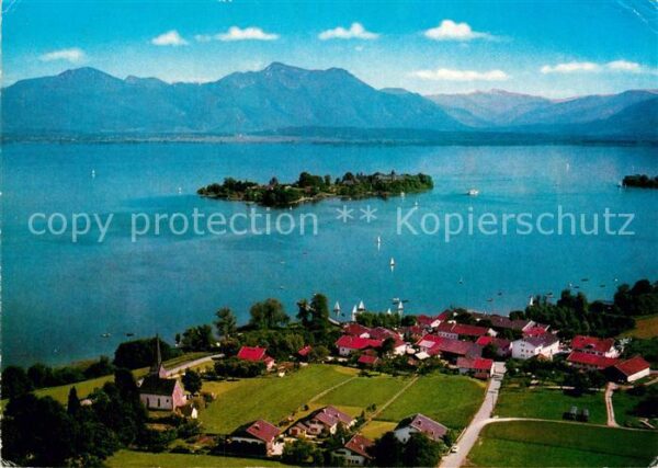 Gstadt Chiemsee Fliegeraufnahme Fraueninsel Hochfelln H
