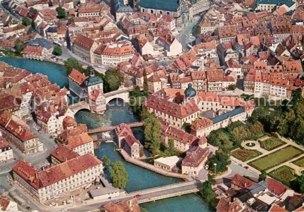 Bamberg Fliegeraufnahme Stadtzentrum altes Rath