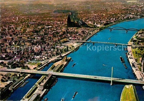 Koeln Rhein Fliegeraufnahme Severinsbrücke Deutzerb