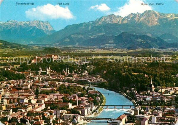 Salzburg Oesterreich Fliegeraufnahme Salzach