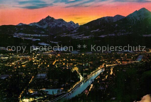 Innsbruck Blick von der Hungerburg Sonnenuntergan