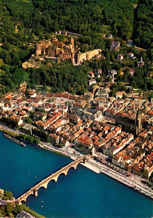 Heidelberg Neckar Fliegeraufnahme Schloß Alte-Brücke Heil