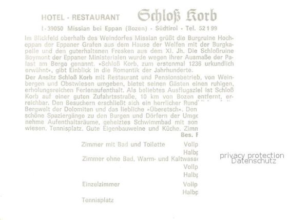 Missian Bozen bei Eppan Hotel Restaurant Schloß Korb – Bild 2