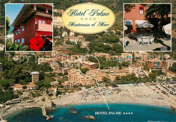 Monterosso al Mare Hotel Palme Strand Fliegeraufnahme