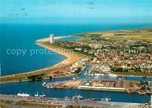 Buesum Nordseebad Fliegeraufnahme mit Hafen Strand