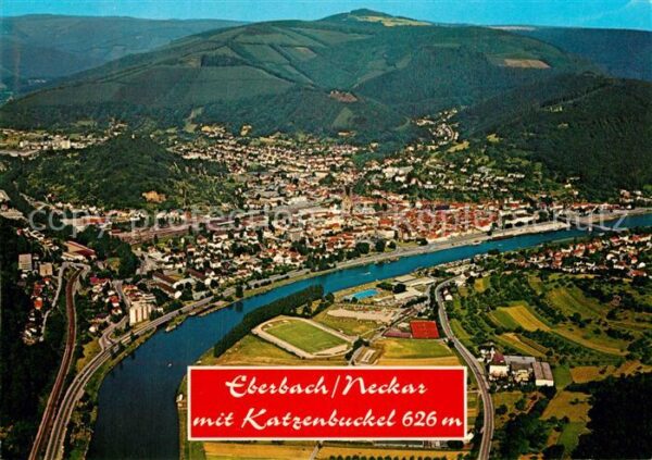 Eberbach Neckar Fliegeraufnahme mit Katzenbuckel Neckar
