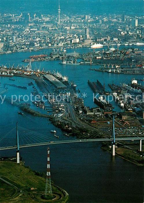 Hamburg Fliegeraufnahme mit Köhlbrandbrücke und