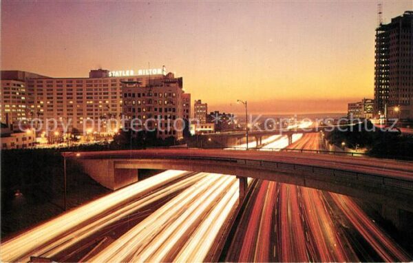 Los Angeles California Harbor Freeway at dusk