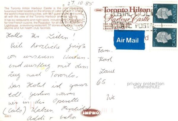 Toronto Canada The Toronto Hilton Harbour Castle Hotel – Bild 2