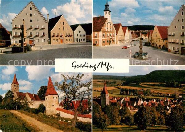 Greding Historisches Städtchen Marktplatz Brunn