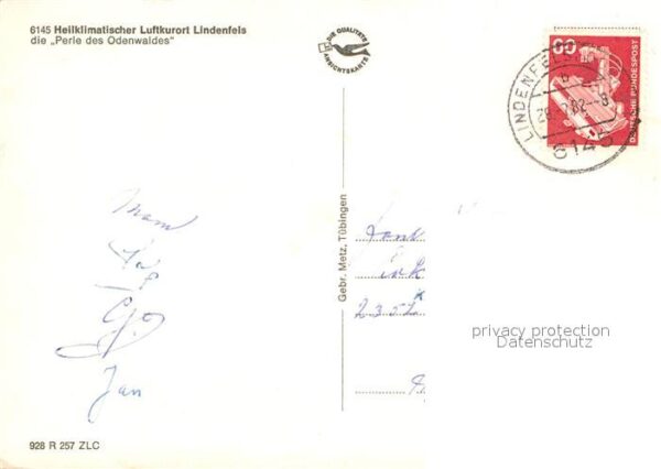 Lindenfels Odenwald Ortsansicht mit Kirche und Burgruine Lu – Bild 2