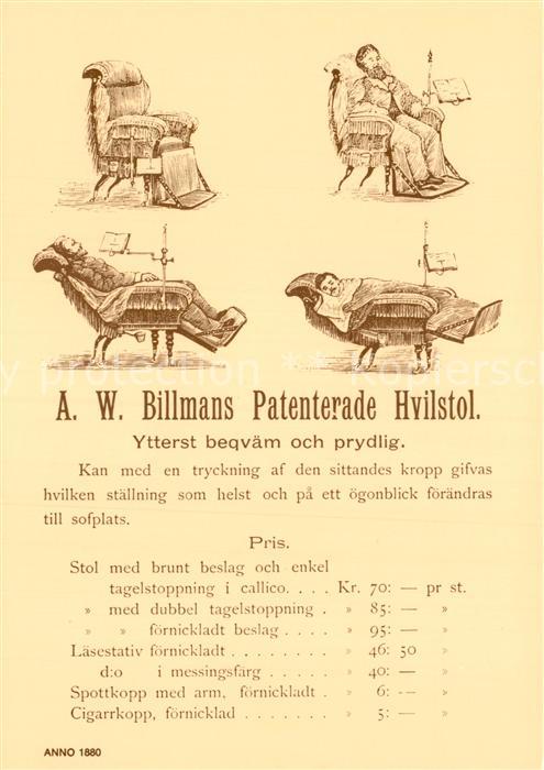 Stockholm A W Billmanns Patenterade Hvilstol Prei